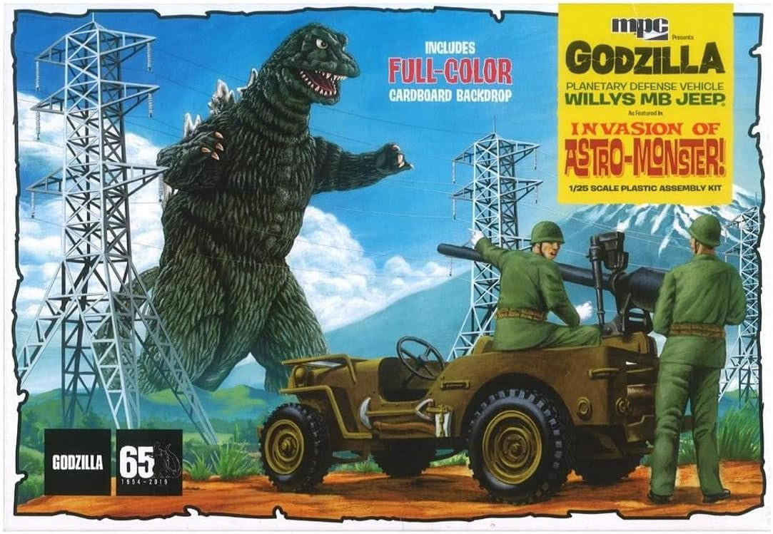 MPC 1/25 Army Jeep w/Godzilla Backdrop M882